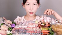 【Wooang字幕版】生鱼片吃播