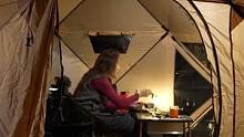 美女开车自驾户外营地帐休闲篷露营野餐过夜。#户外露营 #户外休闲 #户外野餐 #营地