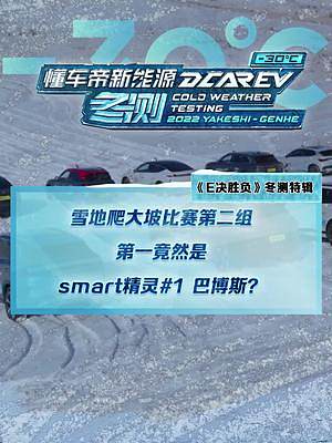 雪地爬大坡比賽，第二組冠軍竟然是smart精靈#1巴博斯#2022懂車(chē)帝新能源冬測(cè)#新能源冬季大考成