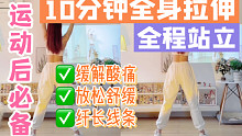 运动后全身拉伸，站立无需瑜伽垫！缓解酸痛，美体放松～