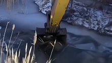 肥羊困在冰河会被冻死，被挖机师傅一铲子救起