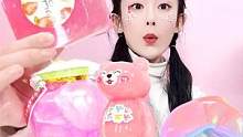粉色史莱姆VS粉色玩具！流沙咕卡创意diy，小熊假水超Q弹 #开箱测评 #解压手工 #创意手工 #小