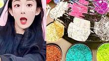 史莱姆混泥PK！35色眼影盘VS黑金矿石，五颜六色会翻车吗 #史莱姆 #开箱测评 #解压手工 #眼影