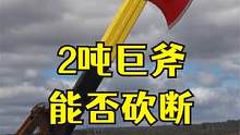 无坚不摧的2吨巨斧 能否一刀砍断 特斯拉 #挑战 #搞笑 #测试 #汽车 #高能