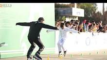 双人轮滑花式绕桩表演，快来看看吧#轮滑  #爱轮滑 #花式绕桩 