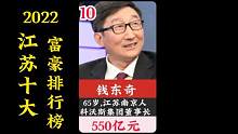 2022江苏十大富豪,刘强东赵长鹏上榜,年龄最小仅37岁,你认识几位