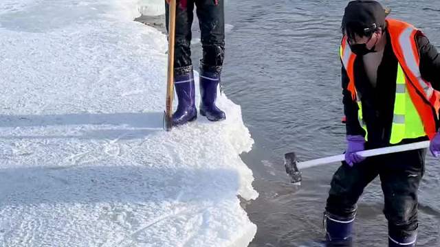 哥俩合作呼玛河抓鱼