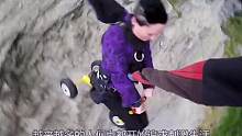 美女第一次挑战100米高空蹦极，就遇上死神，镜头记录她最后10秒。#蹦极 #事故