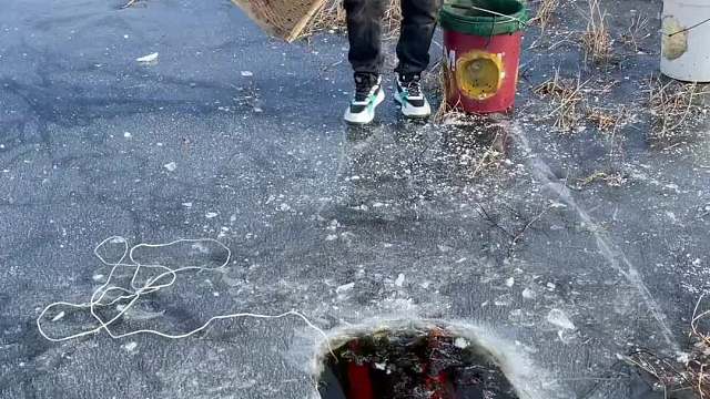 小哥起鱼桶爆网了。