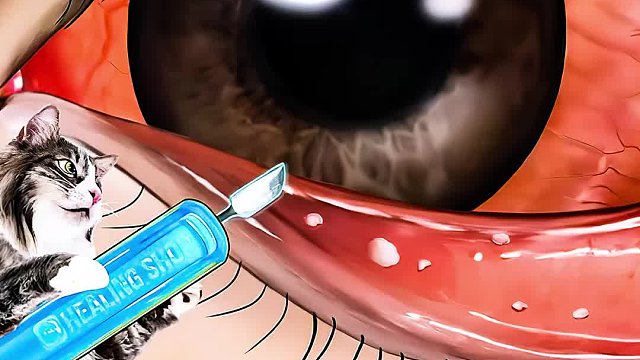 流浪女孩眼睛长满结石，惊呆家中小猫，清理过程超解压