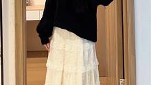 加绒款的蛋糕裙来啦！！#温柔穿搭 #裙子控 #约会穿搭 #半身裙