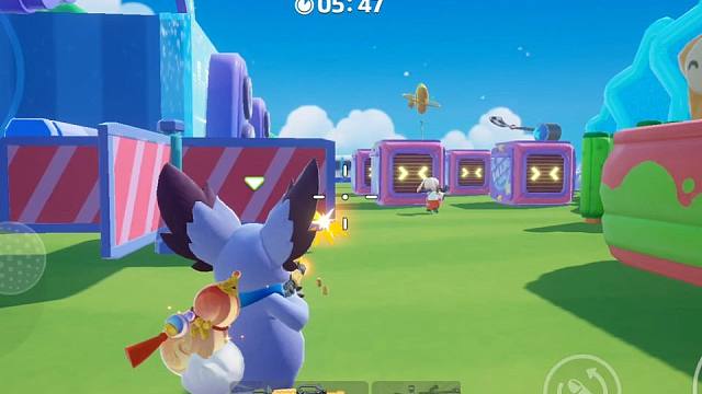 用元梦之星梦奇皮肤拿着火箭筒，真是给人一种可爱又危险的感觉