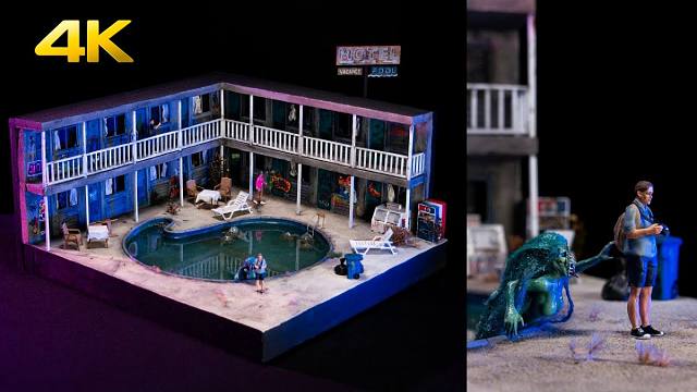 【4K】大佬制作「伙计，快逃啊！」废弃旅店3D打印树脂场景 | 作者：Minibricks craf