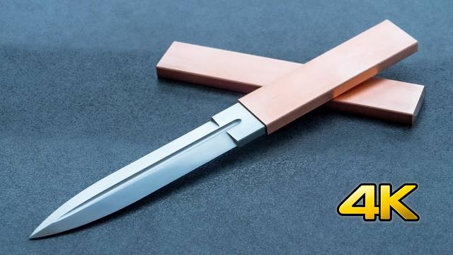 【4K】大佬用铜和W1-7高碳钢制作简约铜鞘匕首 | 作者：Koss