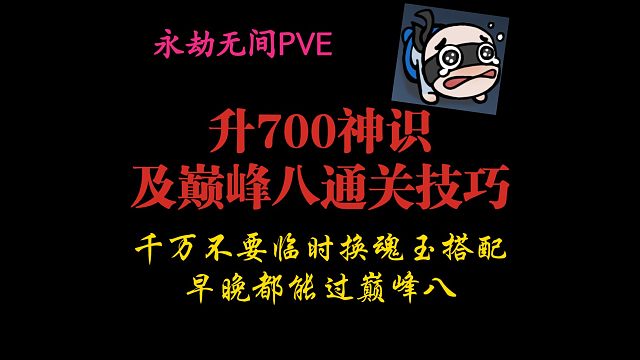 【永劫无间PVE】升神识700以及巅峰过八技巧分享。不要急人人都能过巅八，先满级就行！千万不要临时换