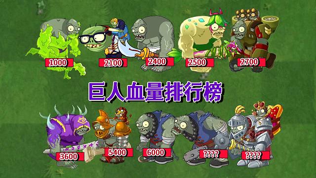 巨人僵尸血量排行榜：国际版和中文版到底有多少巨人呀