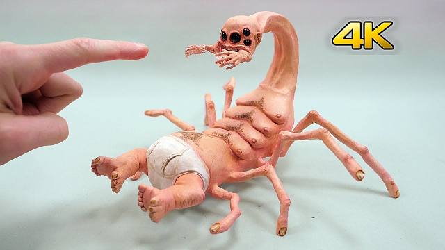 【4K】大佬制作反向蝎形人写实版粘土雕像 | 作者：North of the Border | 机翻