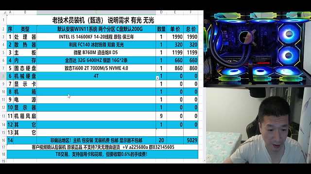 6000元14600KF自备显卡方案