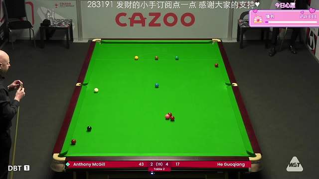 麦克吉尔VS贺国强 2024斯诺克世锦资格赛 第一阶段 下 小雪