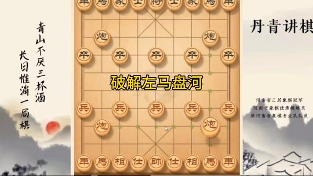 河南省冠黄丹青讲棋象棋教学破解左马盘河讲解棋理，系统学习关注不迷路，系统更新象棋教程