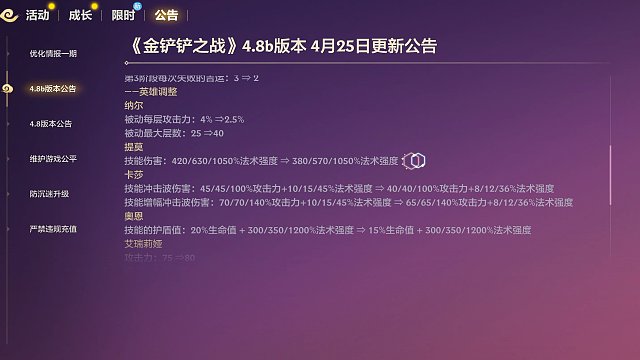 金铲铲4.25更新，运营难度变大，艾希bug修复