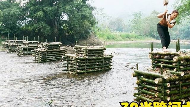 农村姑娘独自修建30米跨河大桥，4天建造6个桥墩，技术太牛了