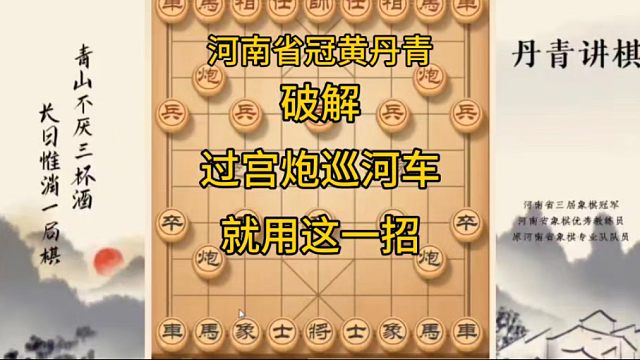 河南省冠黄丹青讲棋象棋教学，破解过宫炮巡河车，讲解棋理，系统学习关注不迷路，系统更新象棋教程