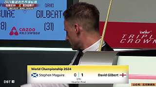 吉尔伯特VS马奎尔 2024斯诺克世锦赛 8强第1阶段 龙3木 上