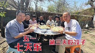 五一假期第三天，农村小院8人围一桌吃饺子，个个鲜嫩多汁吃过瘾