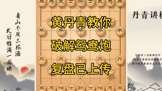 河南省冠军黄丹青讲棋象棋教学，破解鸳鸯炮，讲棋理系统学象棋。