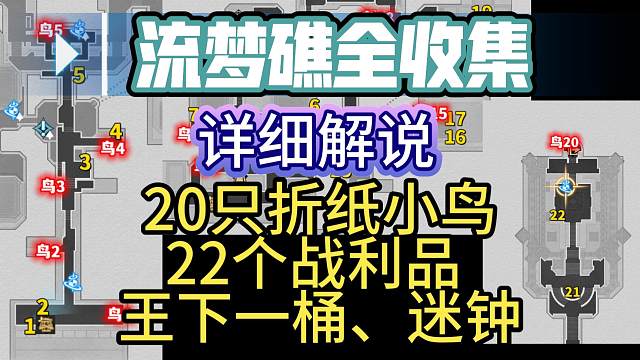 [星穹铁道] 流梦礁 22个战利品 20只小鸟 迷钟 王下一桶 全收集