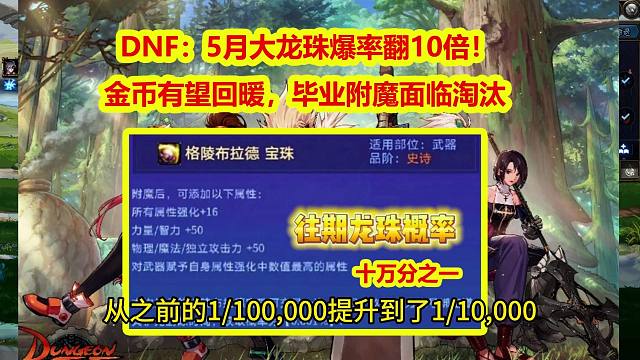 DNF：5月大龙珠爆率翻10倍！金币有望回暖，毕业附魔面临淘汰