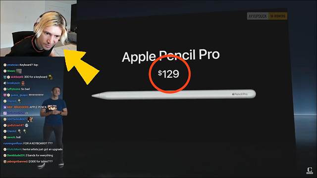 xQc难以置信苹果键盘和触控笔高到离谱的定价