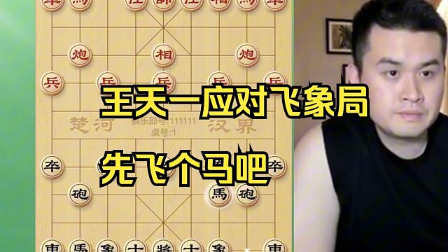 王天一应对职业棋手飞象局，先跳个马吧