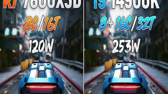 R7 7800X3D vs i9-14900K  CPU对比（1080P分辨率测试，显卡为RTX 4