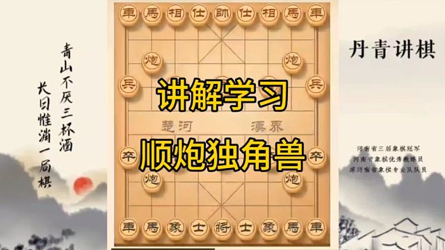 河南省冠军黄丹青讲棋象棋教学，讲解学习后手顺炮独角兽，讲解棋理，系统学习象棋。