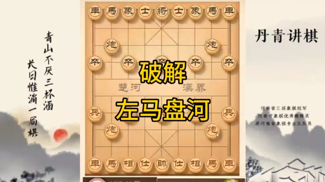 河南省冠军黄丹青讲棋象棋教学，破解左马盘河，讲解棋理，系统学习象棋。