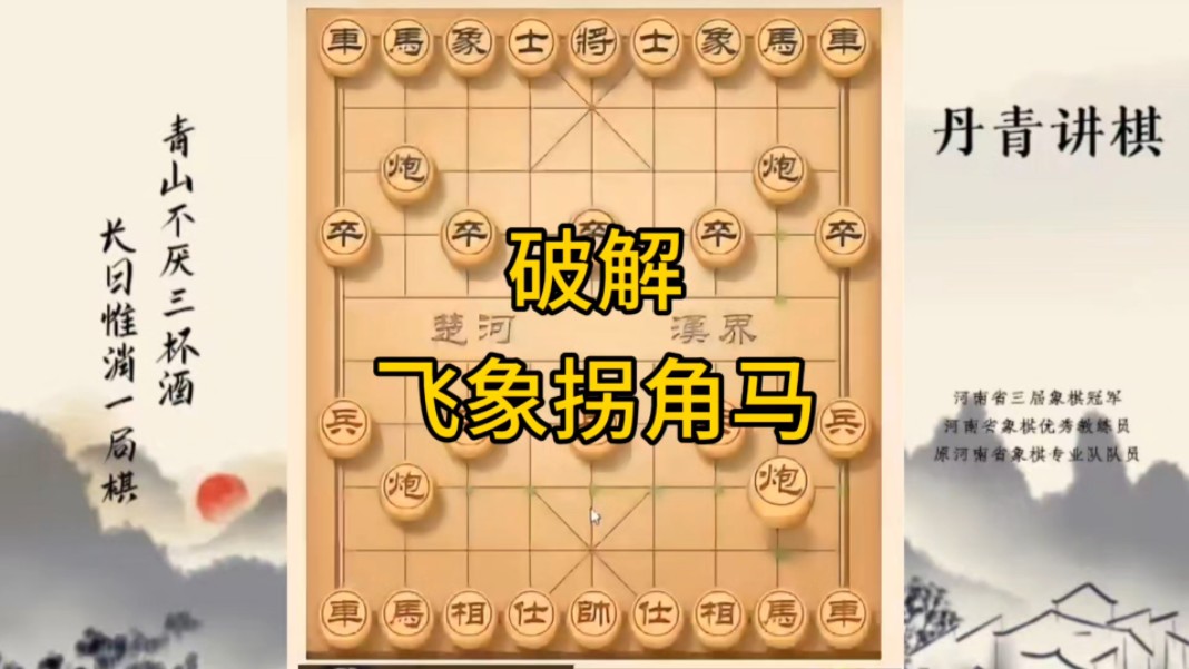 河南省冠军黄丹青讲棋，象棋怎么学，象棋教学，破解飞象拐角马，讲解棋理，系统学习象棋。
