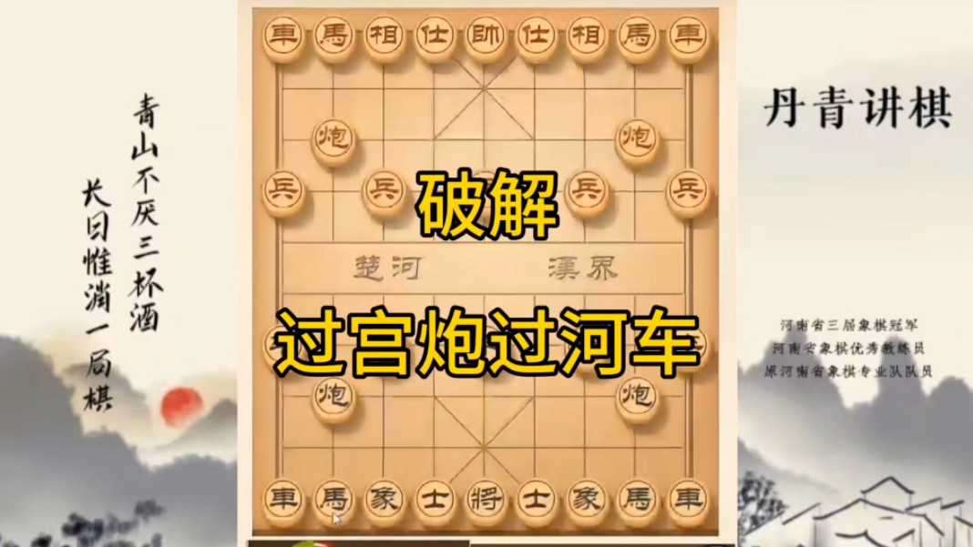 河南省冠军黄丹青讲棋，象棋怎么学，象棋教学，破解过宫炮过河车，讲解棋理，系统学习象棋。