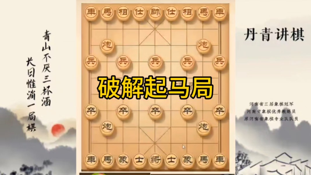 河南省冠军黄丹青讲棋，象棋怎么学，象棋教学，破解起马局，讲解棋理，系统学习象棋。