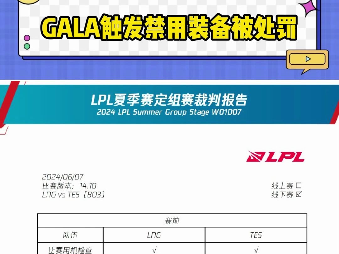 GALA触发禁用装备被处罚