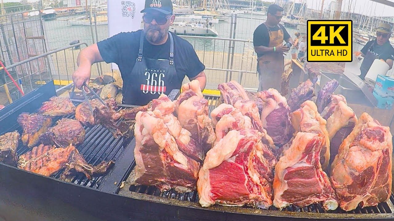 西班牙巴塞罗那街头美食：肉食者的天堂-烤架上的巨型佛罗伦萨牛排 | 作者：settime2588