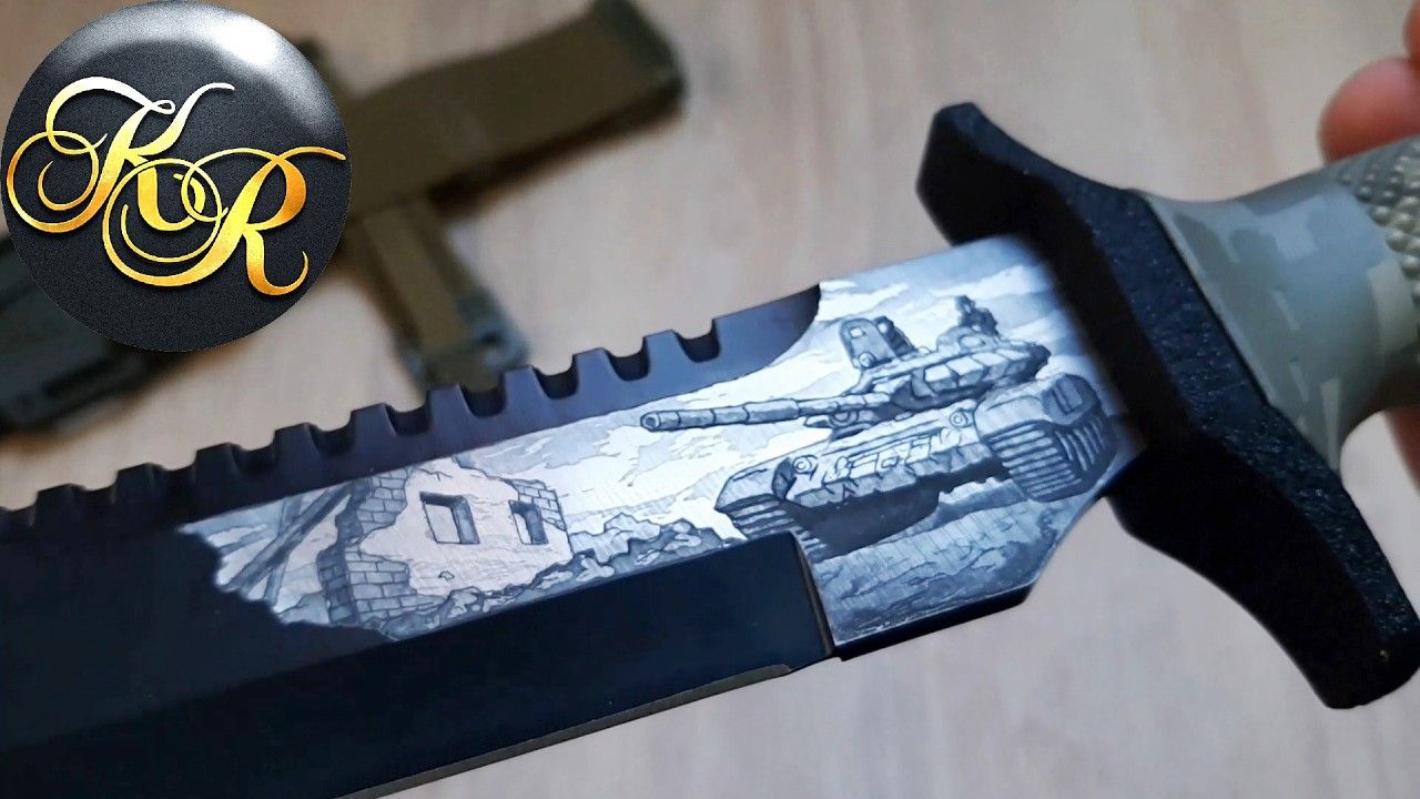 【金属蚀刻】匕首绘画个性化刀具 | 作者：Kirill Runz