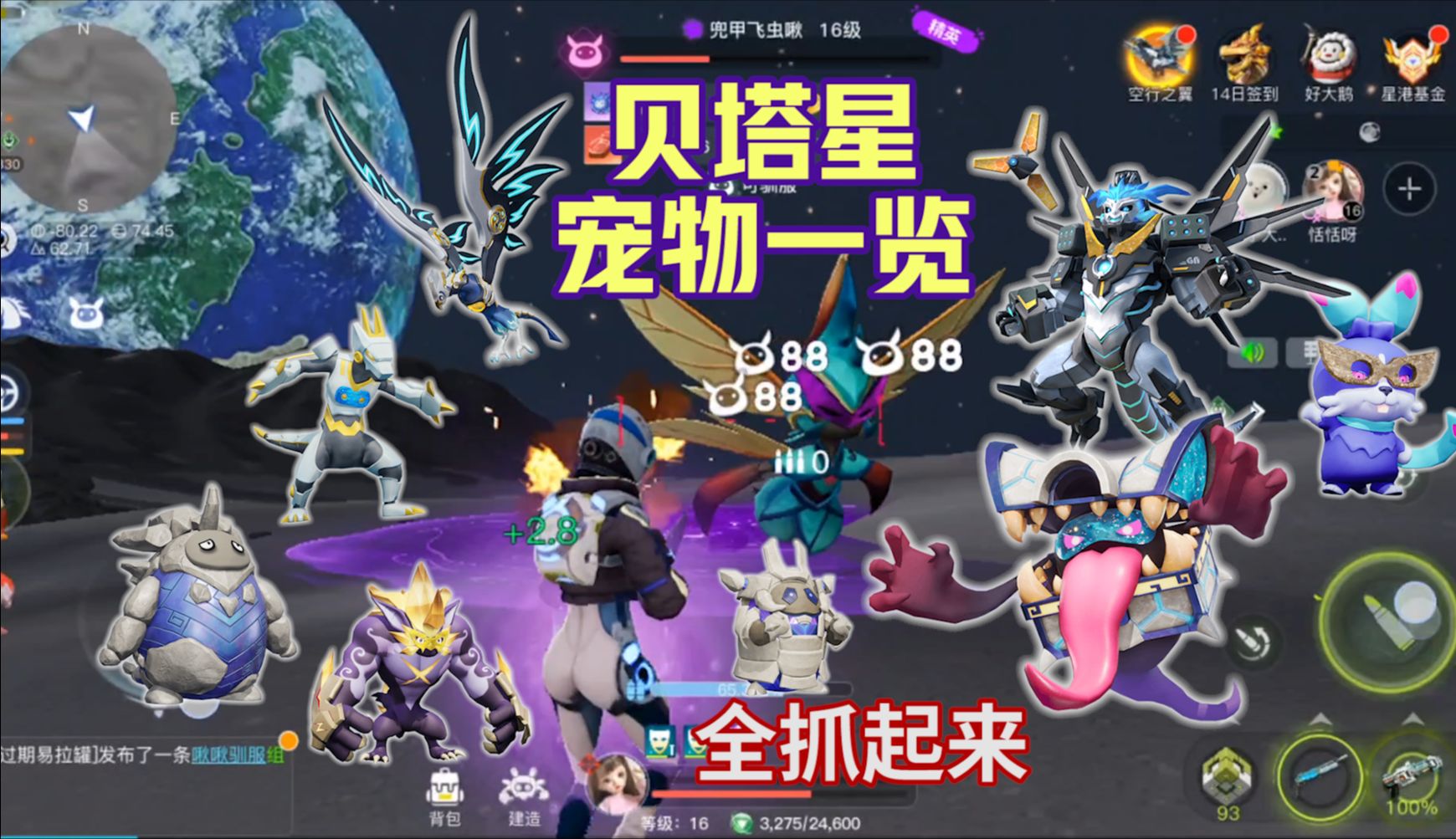 半天抓完月球啾啾！创造吧我们的星球贝塔星宠物一览：智械蓝龙兔斯通瑟力奇鬼多尼啾兜甲飞虫智械空行者智械