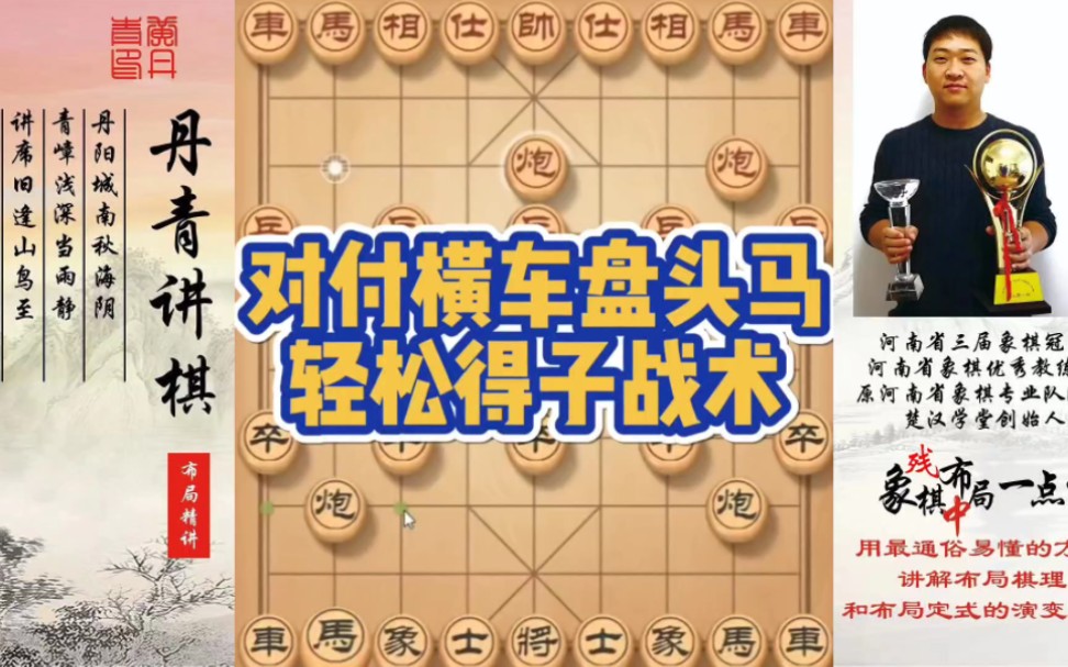 对付横车盘头马，轻松得子战术！如何快速提升象棋水平系统学棋？如何学习布局，中局，残局？少走弯路，真心