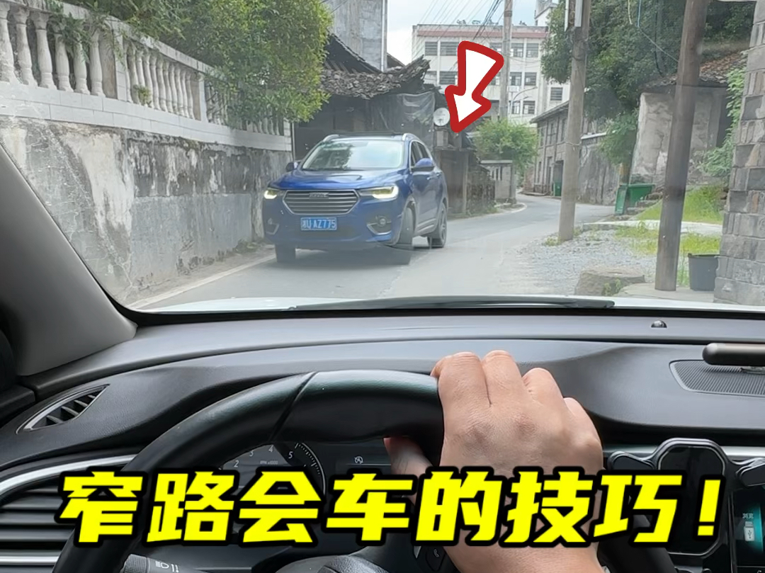 窄路会车时，总是担心刮蹭到车身，今天阿峰来分享几个技巧#开车技巧分享