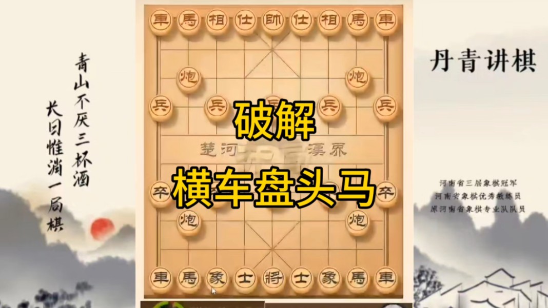 河南省冠军黄丹青讲棋，象棋怎么学，象棋教学，破解横车盘头马，讲解棋理，系统学习象棋。
