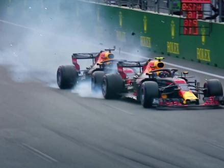 2018 阿塞拜疆大奖赛 精彩回顾！ 赛道事故频发，红牛内讧 里卡多怒怼维斯塔潘 导致红牛双双退赛，