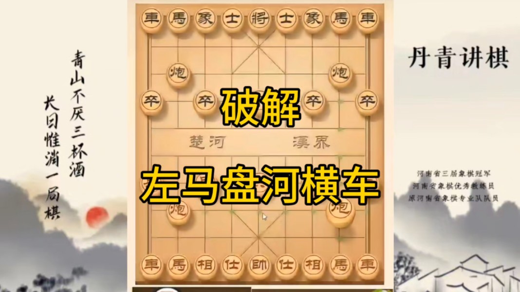 河南省冠军黄丹青讲棋，象棋怎么学，象棋教学，破解左马盘河横车，讲解棋理，系统学习象棋。
