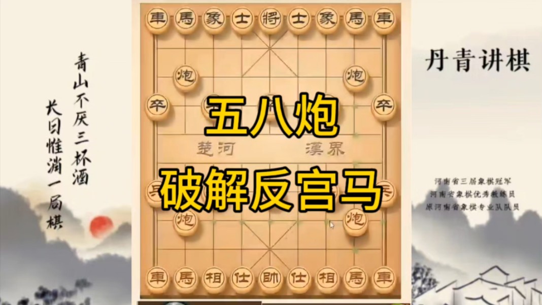 河南省冠军黄丹青讲棋，象棋怎么学，象棋教学，五八炮破解反宫马，讲解棋理，系统学习象棋。